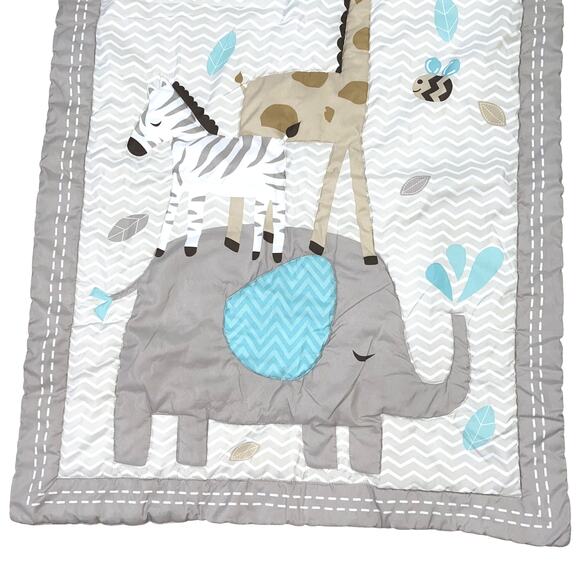 Wowelife Safari Elephant Crib Size Bedding for Baby Boy, Gray and Blue - Picture 4 of 8